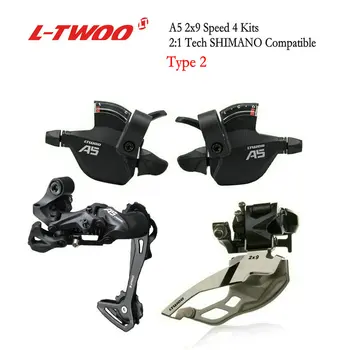 LTWOO A5 2x9 Ātrumu Priekšējo/Aizmugurējo Pārslēdzēju+Izraisīt Pārslēdzēju sviras groupset par MTB kalnu velosipēds Kasetes 11-42T, LTWOO Groupset