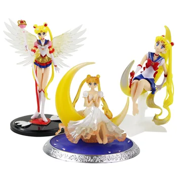 13-22 cm Sailor Moon Tsukino Mars Mercury Mizuno Kino Hino Rei Jupiters, Saturns Chibi Princese PVC Attēls Modelis Rotaļlietas Lelle