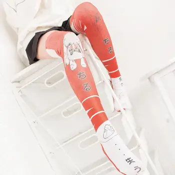 Cute Anime Modeli Multiplikācijas filmu 3D Iespiesti Zeķes Sievietēm Samta Overknee Zeķubikses Cosplay Zeķes 5SW04