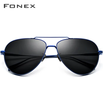 FONEX Tīra Titāna Polarizētās Saulesbrilles, Vīriešu Aviācijas Saules Brilles Vīriešiem Jauna Vadītāja Āra Aviador UV400 Toņos 8507
