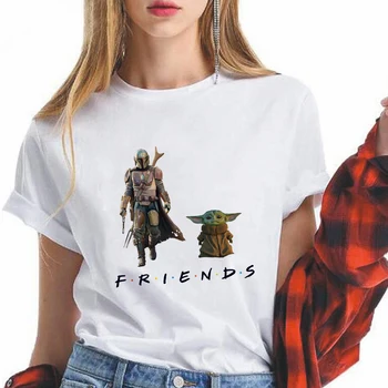 Disney Labākajiem Draugiem T Krekls Mandalorian Bērnu Yoda Sieviešu Topi Tee Vasaras Vestidos Īsām Piedurknēm Sieviešu Tshirts Atdzist Hipster