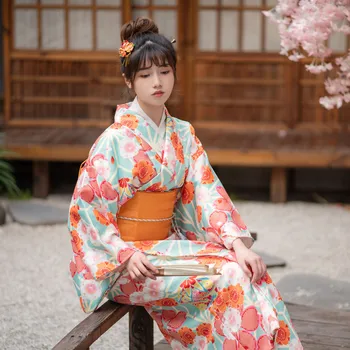 Tradicionālā Japāņu kimono Oficiālu Kimono Tradicionālo Yukata retro kimono Cosplay Meitenes Kleita
