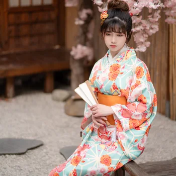 Tradicionālā Japāņu kimono Oficiālu Kimono Tradicionālo Yukata retro kimono Cosplay Meitenes Kleita