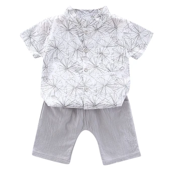 Zēnu Apģērbu Komplekti, Baby Boy Bikses Kopa Apģērbu Komplekti Bērnu Zēniem Īsām piedurknēm Mandarīnu Apkakles T-krekls Un Bikses Rudens