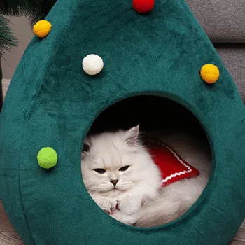 Ziemassvētku Mīksto Kaķu Gultas Kaķu Nams Cuter Metienu Mat Siltā Alā Guļ Būrī Ziemassvētki Katten Mand Trušiem, Jūrascūciņām, Mājas Mājdzīvnieku Piederumi