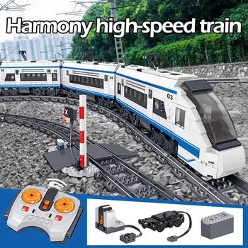 941pcs Pilsētas Elektrisko Vilcienu Harmoniju ātrgaitas Dzelzceļu Celtniecības Bloki RC Tehnikas Ceļa Auto Skaitļi Ķieģeļi Rotaļlietas Bērniem