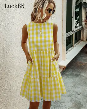 Kokvilnas Dzeltenā Kleita Izšūta Sieviešu Apģērbu Vasaras Kleitas O Kakla Piedurknēm Gadījuma Zaudēt Modes 2021 Sieviešu Bohēmietis Dress