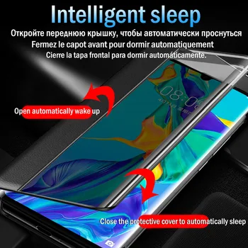 Spogulis PU ādas tālruni gadījumā, Huawei P20 P30 P40 Pro Lite Pārsegu aizsargcimdus Huawei mate 20 Lite Pro Miega mosties Skats