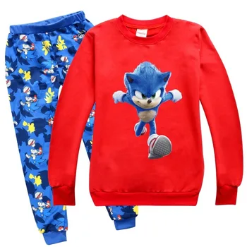 Jaunas bērnu Tracksuit Rudens zēnu Apģērbu Komplekti Bērniem Zēni Meitenes Sonic Ezis Drēbes Bērniem Kapuci T-krekls, Bikses 2gab Kostīmi