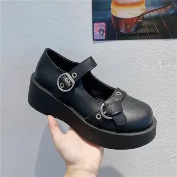 Vintage Sprādzes Mary Janes Kurpes Sieviešu Sekla Muti Gadījuma Studentu Ādas Kurpes Biezu Grunts Lolita kurpes platformas zapatos de