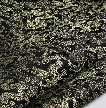 90cm*100cm Brokāta audums, audumi, audumi tērpu apģērbu cheongsam dekoratīvās apmales auduma kleita diy brokāta black platums zelta pūķis