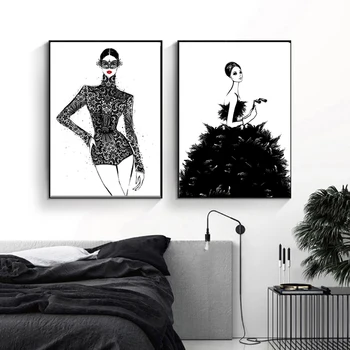 Ziemeļvalstu Plakātu Modes Meitene, Svārki, Somas Parīzes Zīmolu Sienas Mākslas Audekla Apgleznošana Un apdruka par to, guļamistaba dzīvo jamo istabu Mājas dekoru