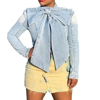 Vintage Jeans Blūzes Topi Plus Lieluma Sieviešu Modes Tauriņu Vienu Krūtīm, Džinsa Blūze Sieviešu Ikdienas Pogām, Garām Piedurknēm Krekli