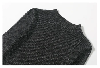 Ziemas ciets melns Džemperis Sievietēm Rudens Džemperis ar garām Piedurknēm, Sieviešu Trikotāžas augstu uzrullētu apkakli džemperis ir 2021. Topi Femme apģērbu 5042 60