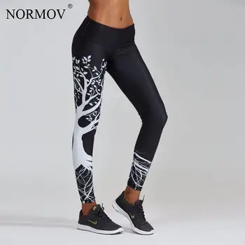 NORMOV Modes Fitnesa Stulpiņi Sieviešu Push Up Augsto Vidukli Legging Koku Drukāt Slim Stretchy Legging Femme