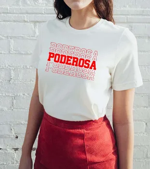 Poderosa Iespiestas Jaunas (Ierašanās Sieviešu Vasaras Smieklīgi Gadījuma Kokvilnas T-Krekls spāņu krekli cute latina sieviešu krekls