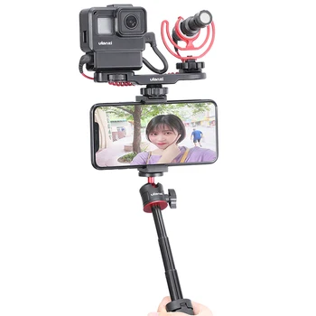 Ulanzi PT-8 PT-9 Viedtālrunis Vlog Mount Plate Gopro DSLR Fotokameras Sony A6300 A6400 Aukstā Apavu Vlog Stiprinājums Mikrofons LED