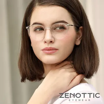 ZENOTTIC Anti-Blue-Ray Recepšu Brilles Sievietēm Retro Apaļas Brilles Rāmis Optisko Tuvredzība Hyperopia Photochromic Brilles