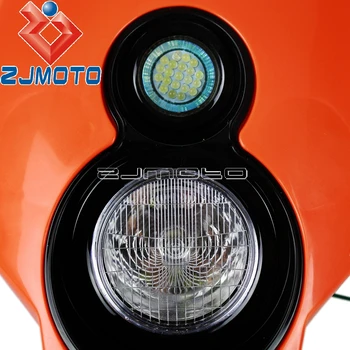 Jaunas Universālas Dirtbike Off Road Lukturiem H3 12V Supermoto Orange Lukturis Aptecētājs Par SX EXC SXF XC MX Enduro