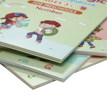 4 Grāmatas Atkārtoti 3D Kaligrāfijas Copybook Rotaļlietas Bērniem, Bērnu Rokraksta Praktizēt angļu Numuru Burtiem Burvju Copybook