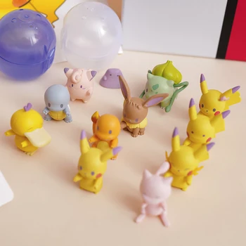 5-6PCS/set Jaunu Pikachu Rindā stacijas rotājumi Kapsulas Kolekciju Lelles Rīcības Rotaļlietas Skaitļi Modelis Rotaļlietas Bērniem