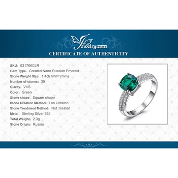 JewelryPalace Spilvenu Izveidots Nano Smaragds Gredzenu 925 Sterling Silver Gredzeni Sievietēm Saderināšanās Gredzenu Sudraba 925 Dārgakmeņu Rotaslietas