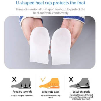Neredzams Augstumu palielināt zolītes vīriešiem/sievietēm gēla zolīte silikona pusi pad zolītes, lai pēdu Grūti Valkā kurpes invisiable