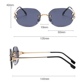 Kachawoo ovālas formas saulesbrilles bez apmales sieviešu, saules brilles laukumā konfektes krāsa rozā, violeta zaļa metāla vīriešu unisex piederumi