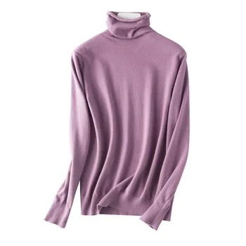 Sieviešu džemperis rudenī un ziemā, pāļu spalvainu apkakli savvaļas novājēšanu adīt džemperis sieviešu garām piedurknēm džemperis Slim zemāko krekls