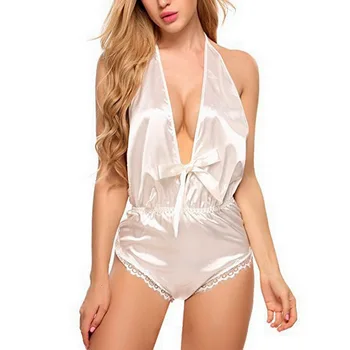 Seksīga Sieviešu Sleepwear Sexy Satīna Pidžamas Komplekts Melnas Mežģīnes V-veida Kakla Pidžamas bez Piedurknēm Gudrs Cami Top Un Bikses, Erotiska apakšveļa