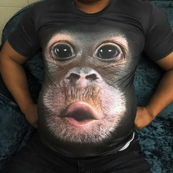 Vīriešu 3D Orangutan Drukāt Īsām Piedurknēm T-krekls Pavasara un Vasaras Apaļu Kakla Ērti Modes Svētku Kleita ar Īsām Piedurknēm 02*