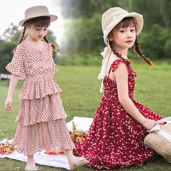 Pusaudžu Bērniem, Kleitas, Meitenes Drēbes 2020. Gada Vasaras Ziedu Bohemia Pludmales Kleita Bērnu Princese Kleita Bērni Tērpiem 10 12 14 Gadiem