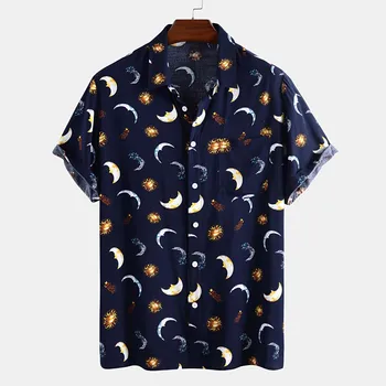 2020. Gada Vasaras Mens Havaju Salu Pludmales Krekls Uzdrukāts Nolocīt Apkakli, Īsām Piedurknēm Ikdienas Krekli Svētku Brīvdienas Apģērbu Chemise#1