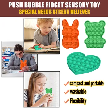 3pcs Rotaļlietu Komplekts Push Burbulis Fidget Maņu Rotaļlietas Autismu Īpašām Vajadzībām Stresa Atslodzes Push pop Burbulis Fidget Maņu Izspiest Rotaļlietas