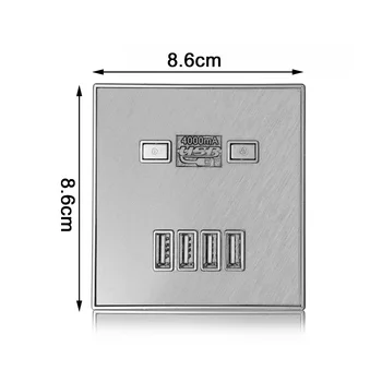 USB 4-Port 5.A Sienas Lādētāja Adapteri Rozetes Strāvas Paneļa Elektriskais Sienas Lādētāja Adapteri Uzlādes Indikators