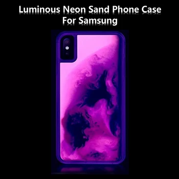 Jaunu Noctilucent Neona Smiltis plūstošās smiltis case for samsung galaxy note 10 pro 8 9 S10 S9 plus A8 A9 J8 J6 A70 A50 S20 Dinamisku vāciņu