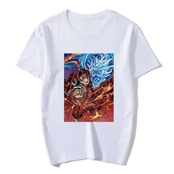 Demon Slayer T Krekls Vasaras Sieviešu Kimetsu Nav Yaiba Smieklīgi T-krekls Dēmons Asmens Tshirt Top Lakrosa Sieviešu