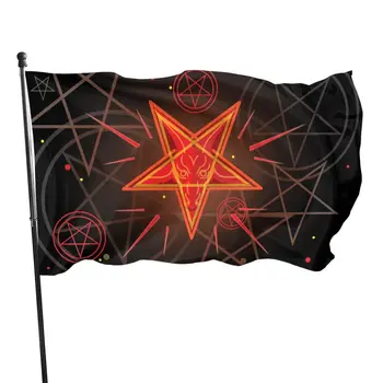 Romas Katoļu Baznīcas bruņiniekiem pentagramma Baphomet karogu Sātans 3x5 fts 90x150cm