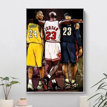 Kobe Bryant Lebrons Džeimss Basketbola Zvaigzne Kanvas Glezna Skandināvijas Cuadros Sienas Art Attēlu Izdrukas, Plakāti Dzīvojamā Istaba