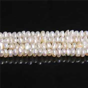 4-5mm Nelegālo Balts Dabīgo Saldūdens Pērļu Krelles Baroka Pērles Zaudēt Krelles Fit Rotaslietu izgatavošana DIY Aproce, Kaklarota 14
