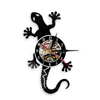 Safari Gecko Savvaļas Dzīvnieku Vinila Ieraksts Sienas Pulkstenis Antīko Dabas Mākslas Zooloģija Ķirzaka Sienas Pulkstenis Vintage Sienas Dekori Zēni Dāvanu