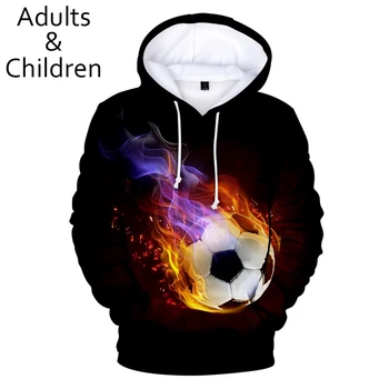 Radošo 3D futbols Futbola Hoodies Vīriešiem, Sievietēm, Sporta Krekli Modes Bērni pelēkā vārna Lielgabarīta futbola fani zēni meitenes Hoody