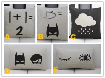 Cute melnā, baltā stilā 1+1=2/Betmens/Robin veļa spilvena vāka dekoratīvs spilvens gadījumā mākonis, lietus spilvendrānas dīvāns sadzīves