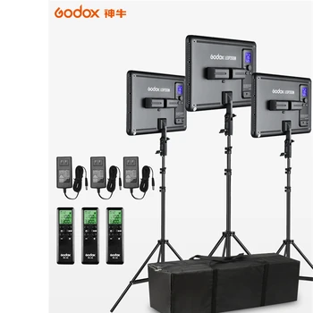 3pcs Godox LEDP260C Ultra-plānas 30W 3300-5600k LED Video Gaisma Paneļa Lampas ar 3pcs 2m Gaismas Stends, Video Studija Gaismas