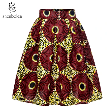 Shenbolen āfrikas Sieviešu svārki āfrikas batik ankara drukāt tautastērpā Ziedu Drukāt Gadījuma Dashiki Svārki