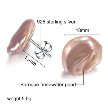 925 sterling sudraba Pērļu Auskari Liels Baroka Dabīgo Saldūdens Pērļu auskariem Sievietēm Neregulārā Pērle Smalkas Rotaslietas