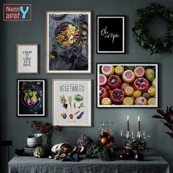 Nordic Style Kanvas Glezna Mūsdienu Mājas Dekorēšana, Augļi un Dārzeņi, Moduļu Iespiesti Attēli Sienas Mākslas darbu Virtuves Plakāts