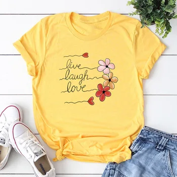 Lady Live Smieties Mīlestības Vēstuli Iespiests T-krekls Sievietēm O Apkakli, Īsām Piedurknēm Topi Pelēks Melns Kokvilnas t-veida Gadījuma T-krekli Camisas Mujer