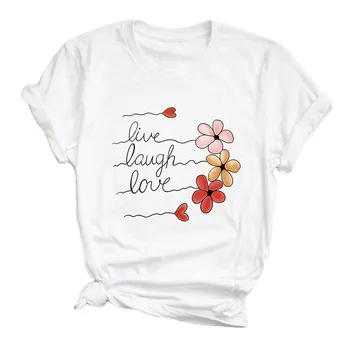 Lady Live Smieties Mīlestības Vēstuli Iespiests T-krekls Sievietēm O Apkakli, Īsām Piedurknēm Topi Pelēks Melns Kokvilnas t-veida Gadījuma T-krekli Camisas Mujer