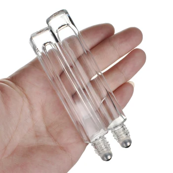 10pcs/lot 10 ml Caurspīdīga Stikla Acs Ēteriskās Eļļas Roll Uz Pudelītes Metāla Rullīšu Bumbu Smaržas Aromterapijas Kvadrātveida Stikla Pudele